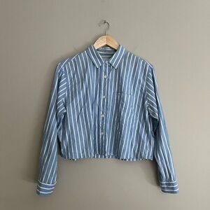 Everlane The Way-Short Shirt, blue stripes